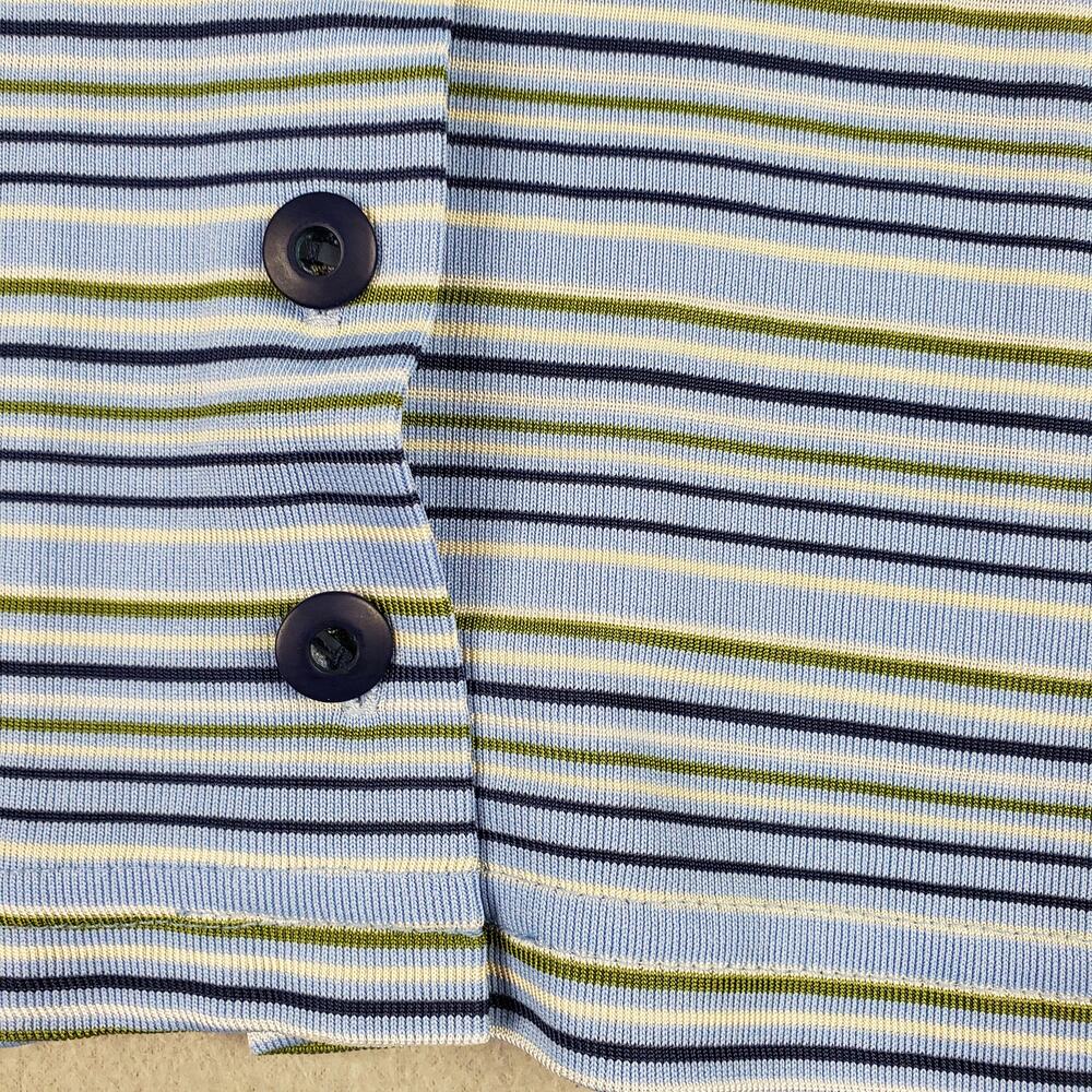 Y2K Accomplice Size M Button Front Polo Shirt Blue Green Stripe Androgynous Edgy - Picture 3 of 9